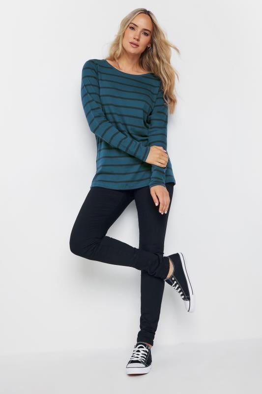 LTS Tall Womens Dark Blue & Black Stripe Long Sleeve Cotton T-Shirt | Long Tall Sally  2