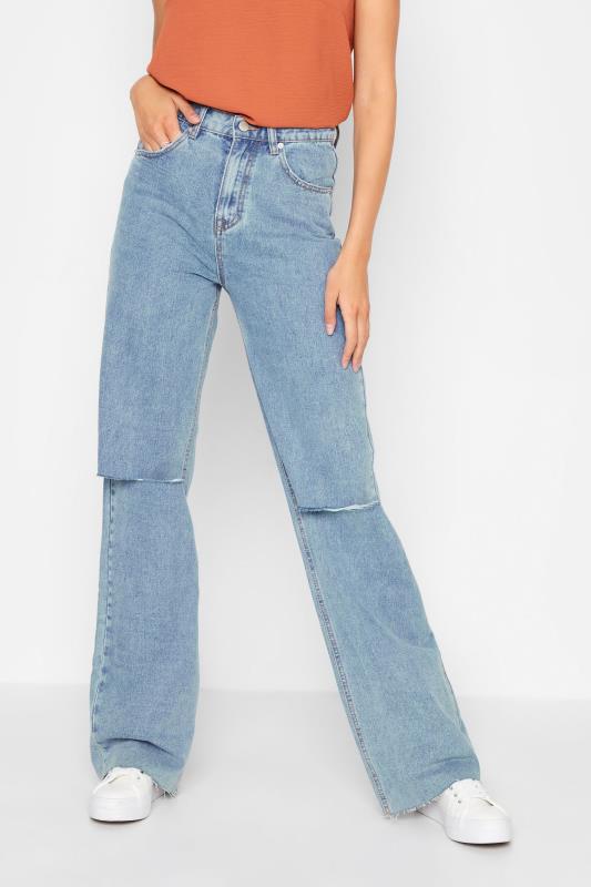 LTS Tall Women's Blue Ripped Knee High Rise Jeans | Long Tall Sally 1