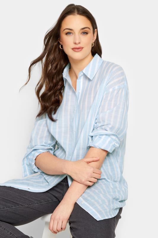 LTS Tall Light Blue Oversized Stripe Shirt | Long Tall Sally  1