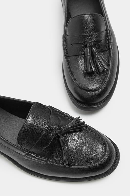 Black Tassle Loafers In Wide E Fit | Yours Clothing 5