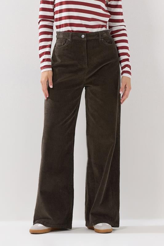 LTS Tall Chocolate Brown Cord Wide Leg Trousers | Long Tall Sally 2