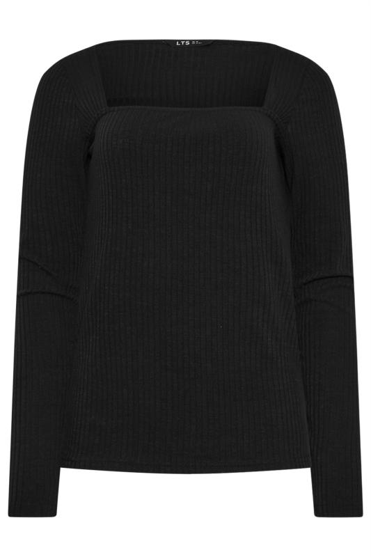 LTS Tall Black Ribbed Square Neck Top | Long Tall Sally 5