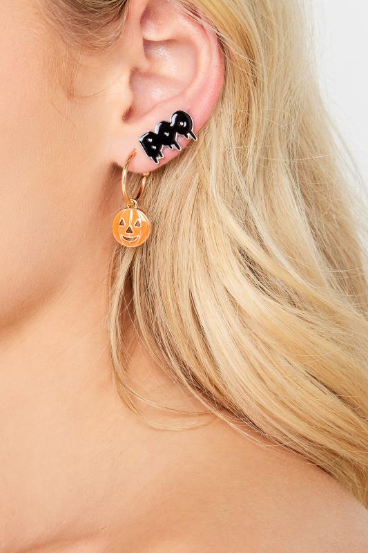 Plus Size  Yours 2 PACK Orange Pumpkin Halloween Hoop Earrings Set