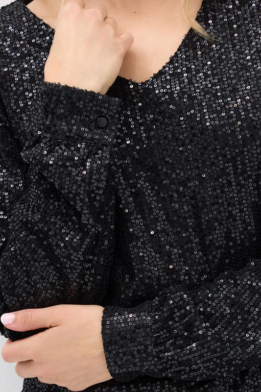 LTS Tall Women's Black Sequin V-Neck Top | Long Tall Sally 5