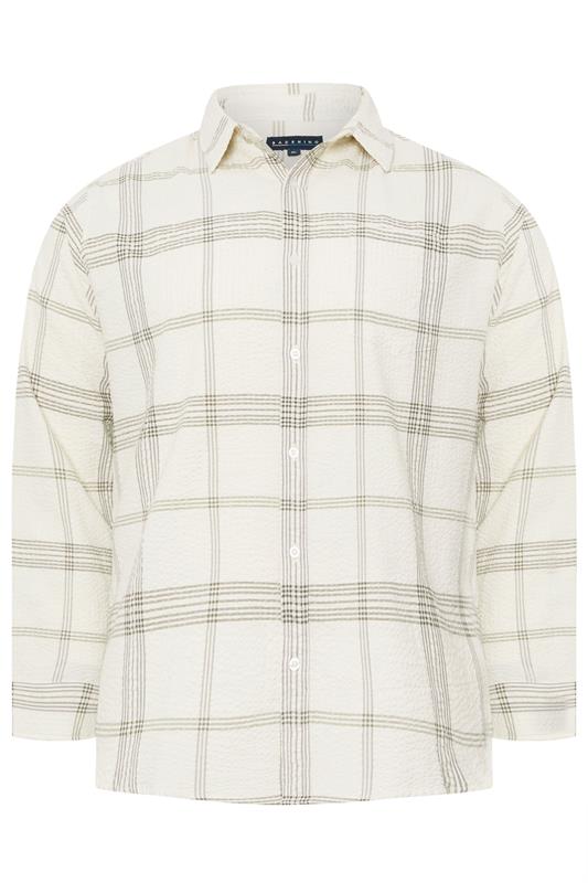 BadRhino Big & Tall Natural Brown Textured Checked Shirt | BadRhino 6
