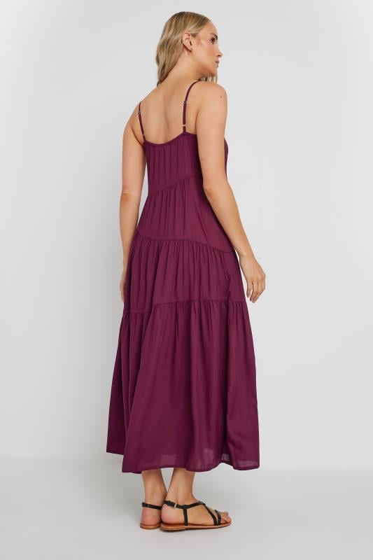 LTS Tall Burgundy Red Asymmetric Tiered Midaxi Dress | Long Tall Sally 3