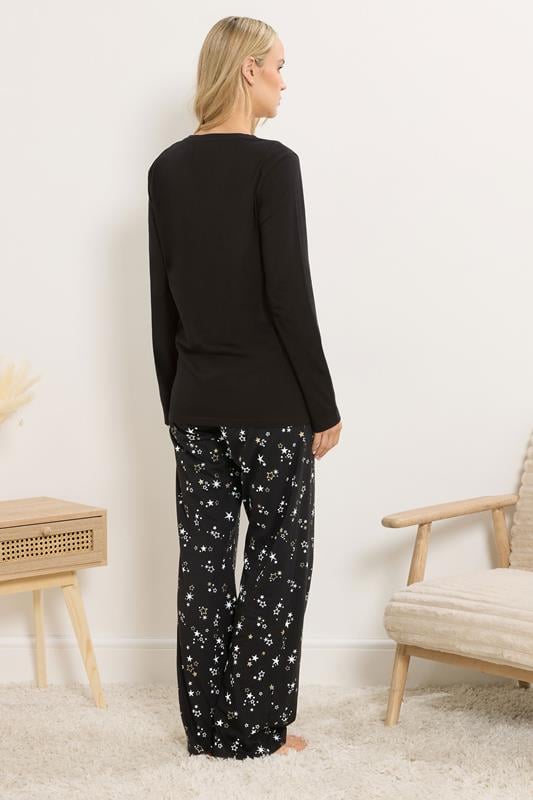LTS Tall Black Star Graphic Wide Leg Pyjama Set | Long Tall Sally 3