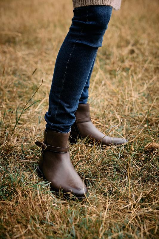 Tall  LTS Brown Leather Buckle Detail Ankle Boots In Standard Fit