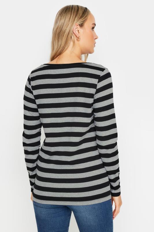 LTS Tall Womens Grey & Black Stripe Long Sleeve Cotton T-Shirt | Long Tall Sally  3
