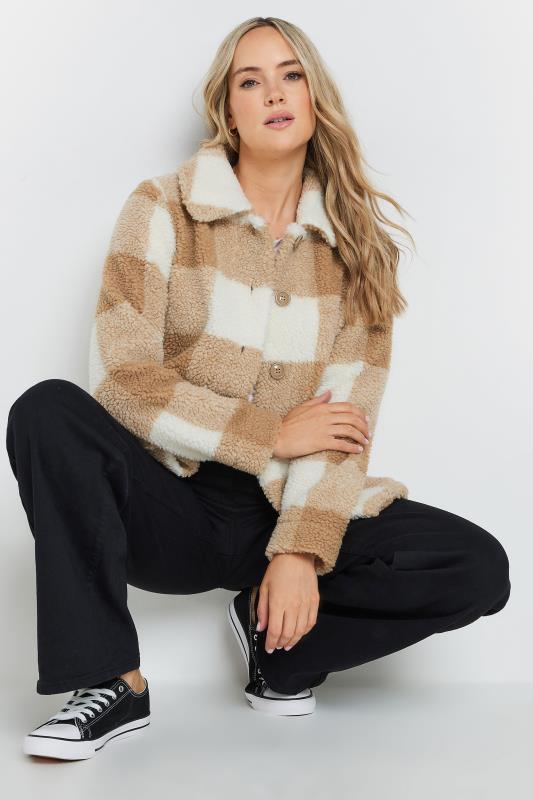 LTS Tall Natural Brown Check Fleece Jacket | Long Tall Sally 5