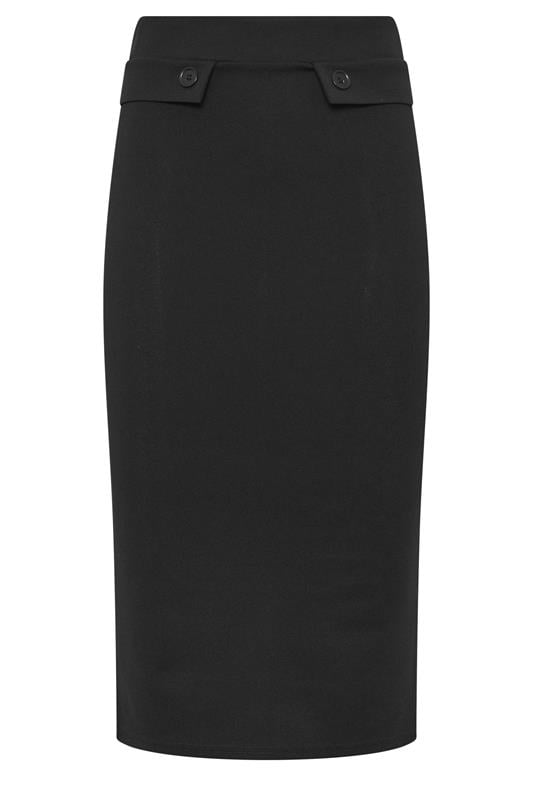 LTS Tall Black Button Detail Midi Skirt