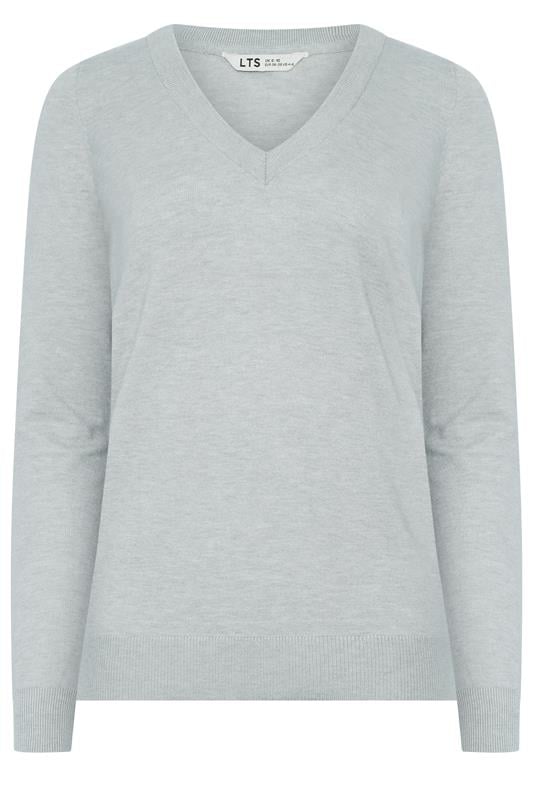 LTS Tall Women's Grey Fine Knit V-Neck Jumper | Long Tall Sally 5