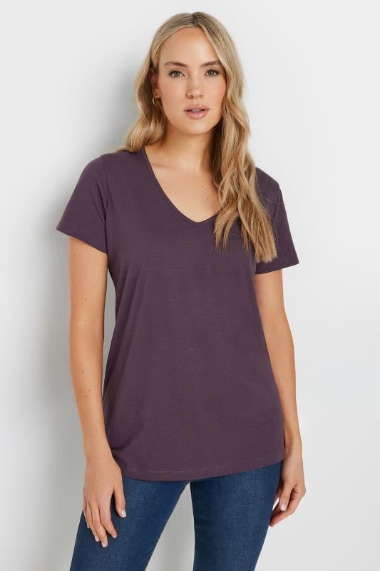 LTS Tall Women's Purple V-Neck Short Sleeve T-Shirt | Long Tall Sally 1