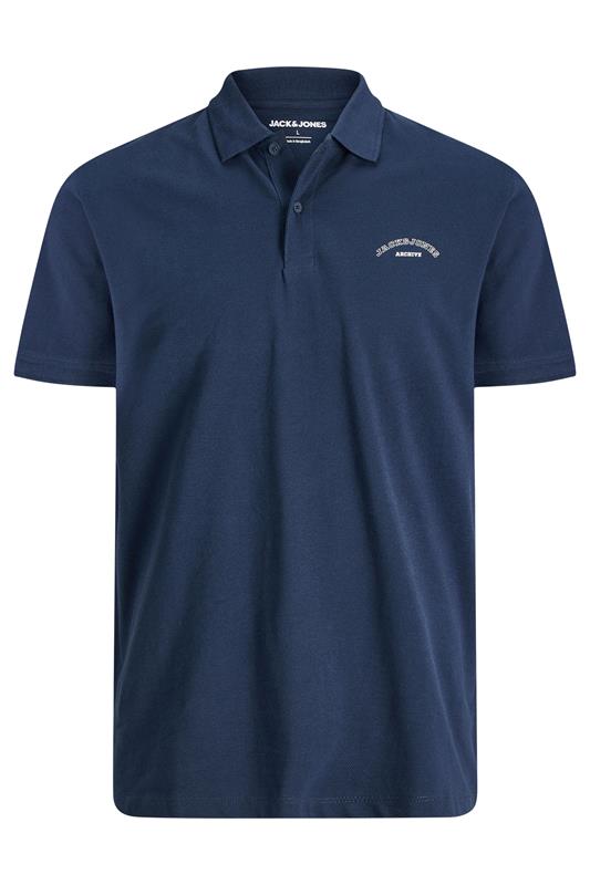 JACK & JONES Big & Tall Navy Blue Archive Polo Shirt | BadRhino 3