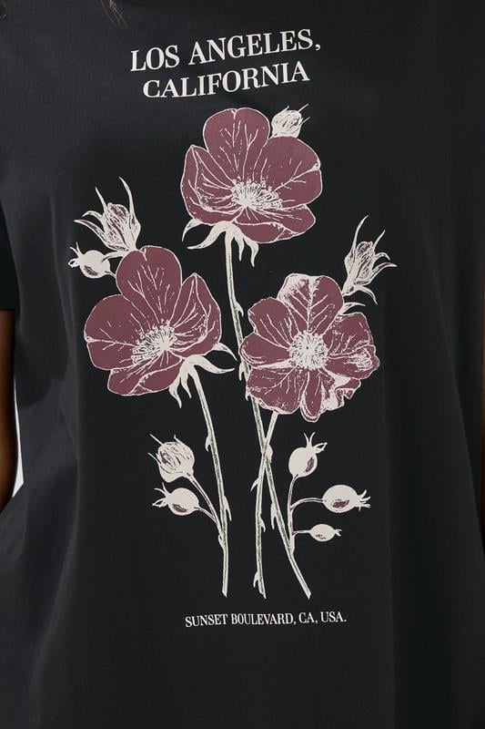LTS Tall Black Flower Graphic T-Shirt | Long Tall Sally 4