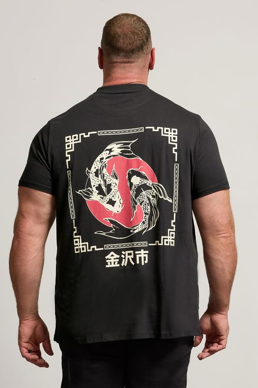 BadRhino Big & Tall Black Japanese Koi Graphic T-Shirt | BadRhino 3