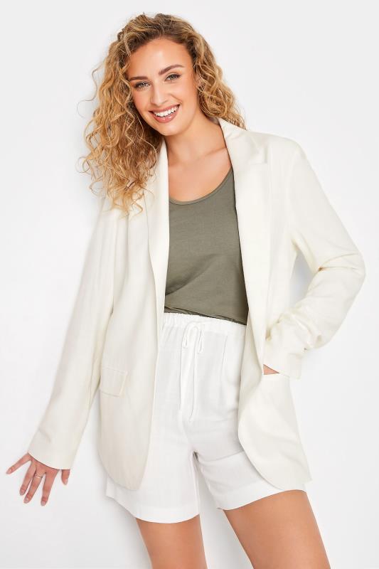 LTS Tall Women's White Linen Look Blazer | Long Tall Sally  1
