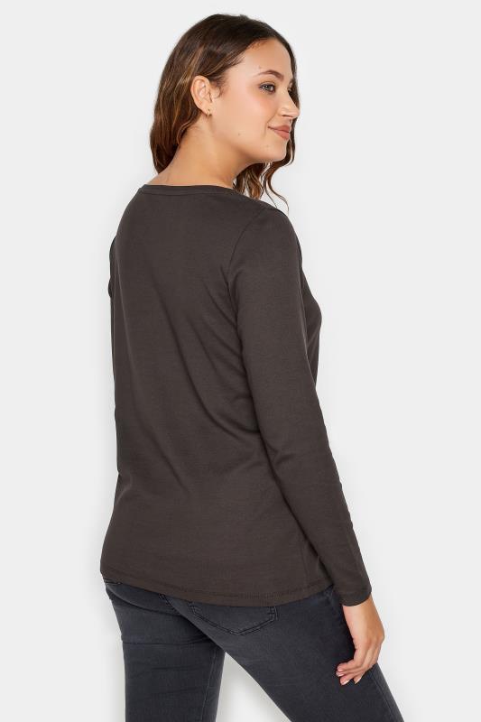 LTS Tall Dark Brown Long Sleeve Cotton T-Shirt | Long Tall Sally  3