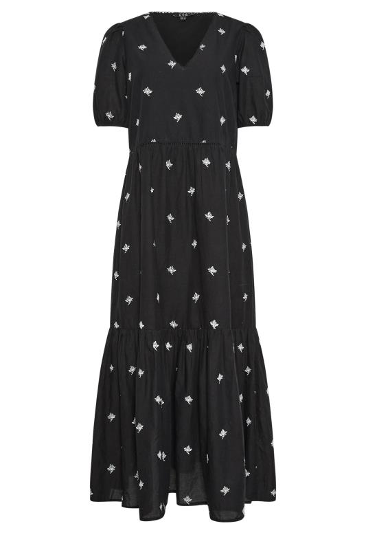LTS Tall Women's Black Embroidered Tiered Maxi Dress | Long Tall Sally 6