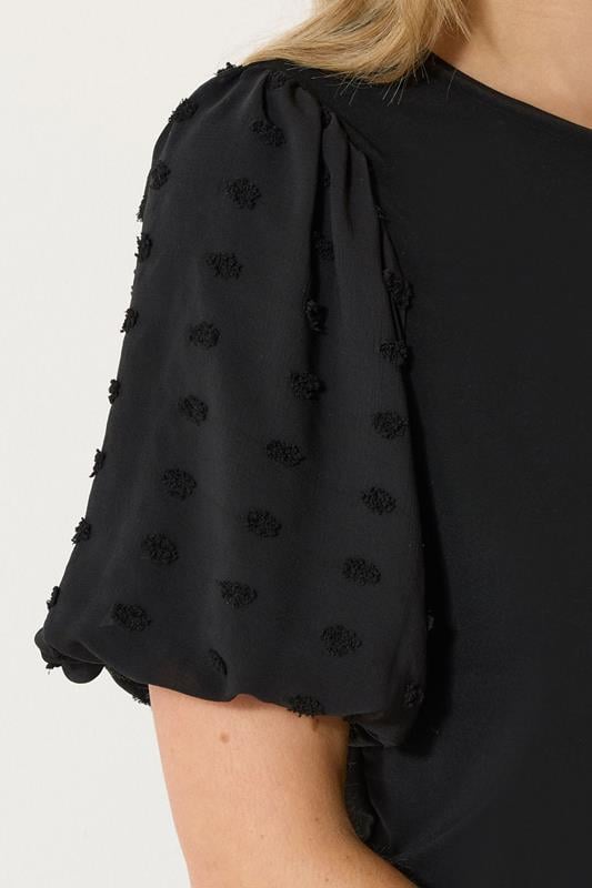 LTS Tall Black Dobby Spot Sleeve Blouse | Long Tall Sally 4