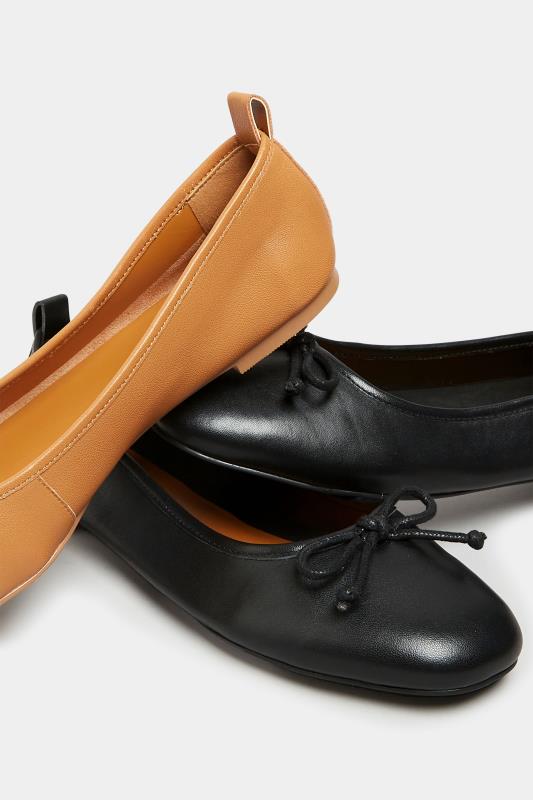 LTS Brown Leather Ballerina Pumps In Standard Fit | Long Tall Sally 6
