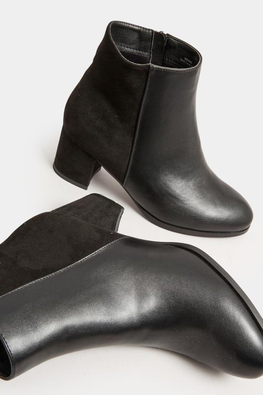 Black Faux Leather Heeled Ankle Boots in E Fit & EEE Fit 5