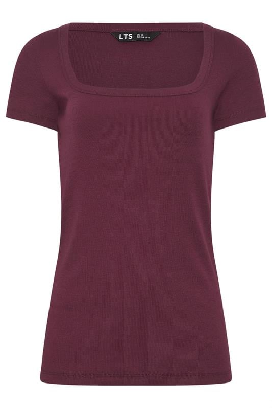 LTS Tall Women's Plum Purple Square Neck Ribbed T-Shirt | Long Tall Sally 5
