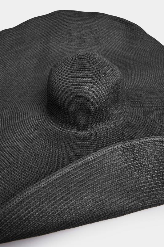 Black Oversized Brim Straw Hat | Yours Clothing  5