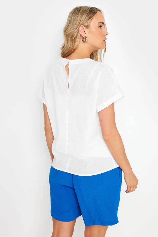 LTS Tall Women's White Short Sleeve Dobby Top | Long Tall Sally 3