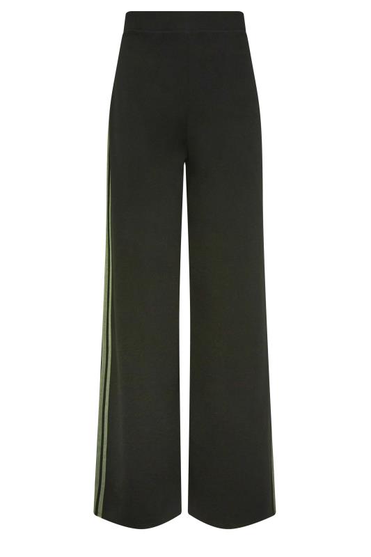 LTS Tall Black & Khaki Green Stripe Wide Leg Trousers | Long Tall Sally  6