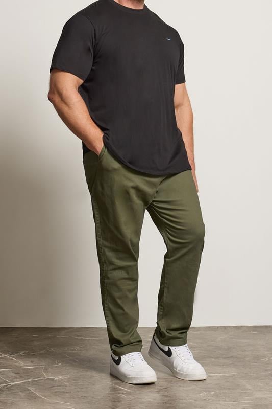 BadRhino Big & Tall Olive Green Elasticated Waist Chinos | BadRhino 1