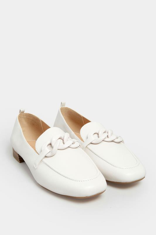 LIMITED COLLECTION Ivory White Chain Loafers In Wide E Fit | Yours Clothing 2