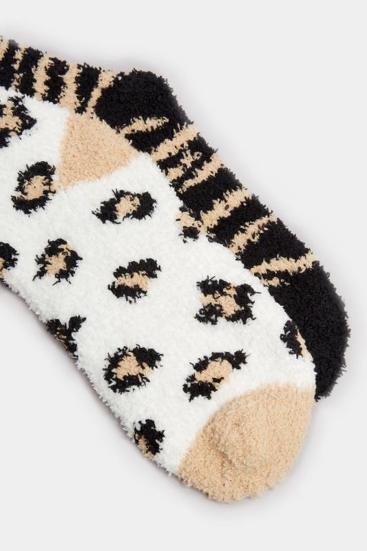 YOURS 2 PACK Black & White Animal Print Cosy Ankle Socks | Yours Clothing 4