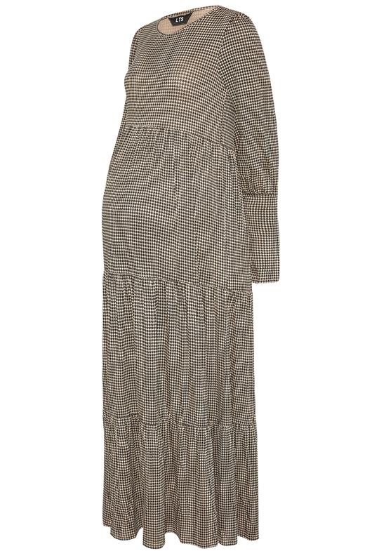 Tall Women's LTS Maternity Beige Brown Dogtooth Check Smock Dress | Long Tall Sally 6