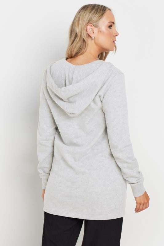 LTS Tall Women's Grey Marl Cotton Longline Hoodie | Long Tall Sally 3