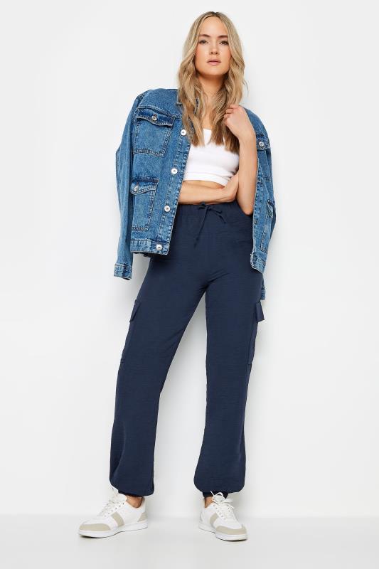 Tall  LTS Tall Navy Blue Crepe Cuffed Cargo Trousers