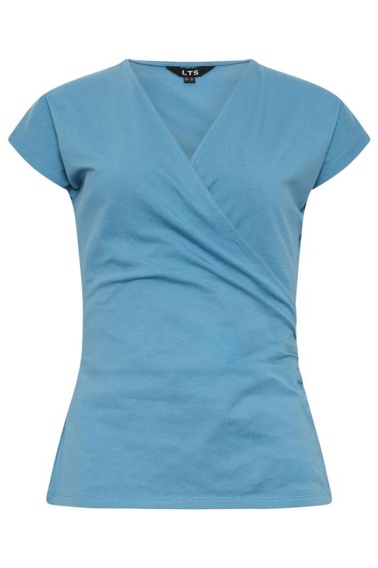 LTS Tall Women's Dusty Blue Short Sleeve Wrap Top | Long Tall Sally  5