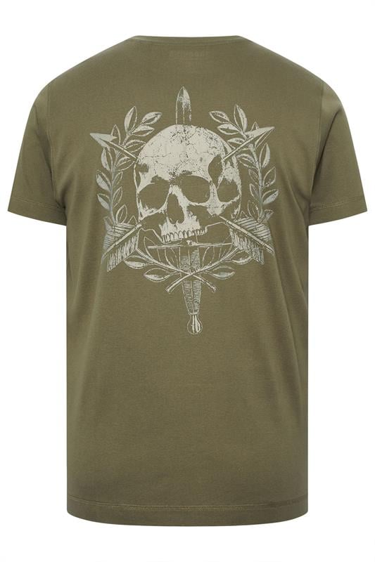 BadRhino Big & Tall Olive Green Skull Emblem Extra Long Graphic T-Shirt | BadRhino 2