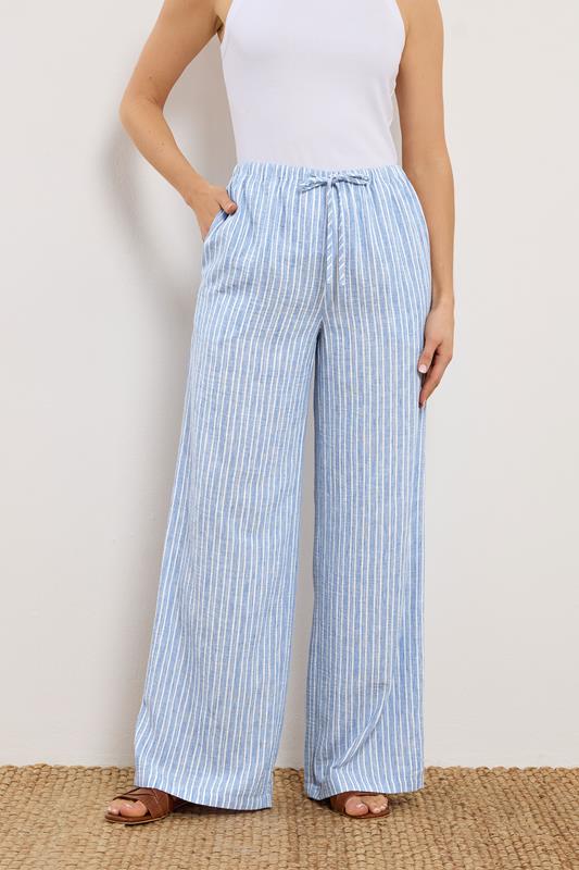 LTS Tall Women's Blue & White Stripe Wide Leg Trousers | Long Tall Sally 2