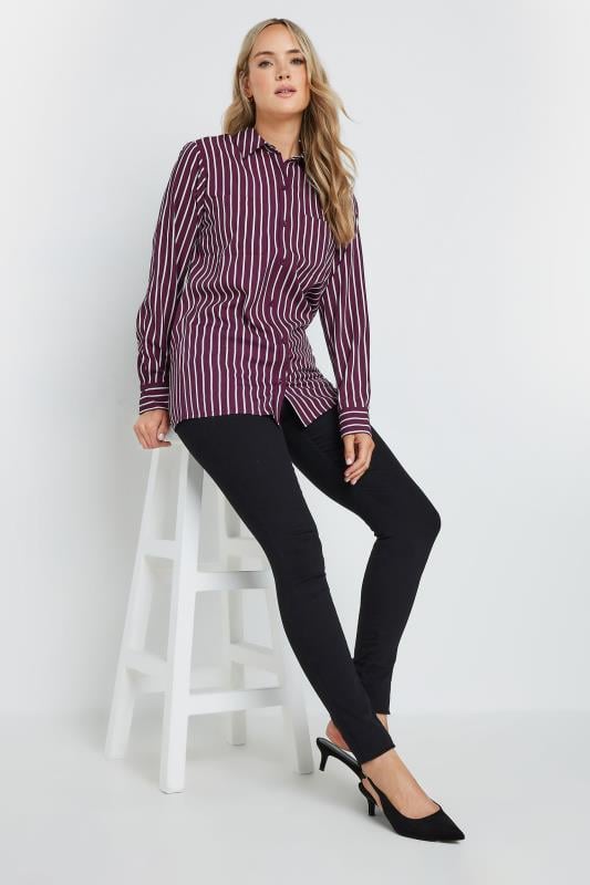 LTS Tall Burgundy Red Striped Long Sleeve Shirt | Long Tall Sally 3