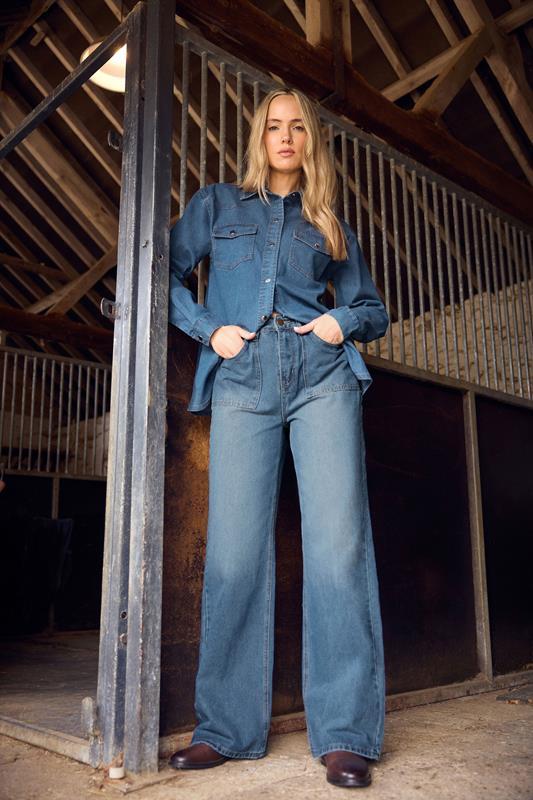 Tall  LTS Tall Blue Wide Leg High Waisted Jeans