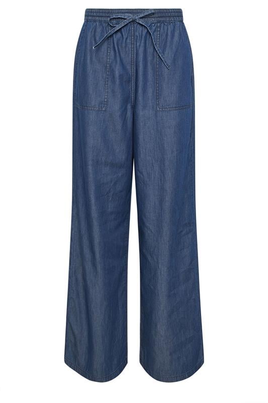 LTS Tall Women's Dark Blue Pull On Cotton Wide Leg Jeans | Long Tall Sally 6