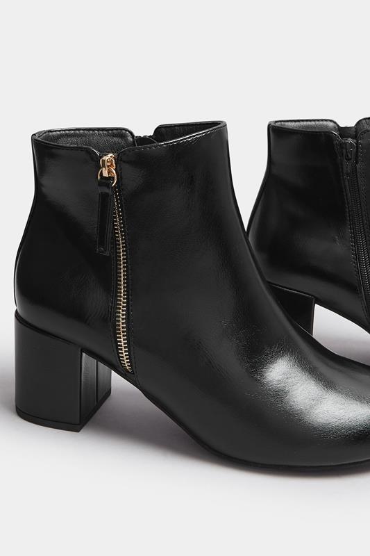 Black Faux Leather Block Heel Ankle Boots In Wide E Fit & Extra Wide EEE Fit | Yours Clothing 5