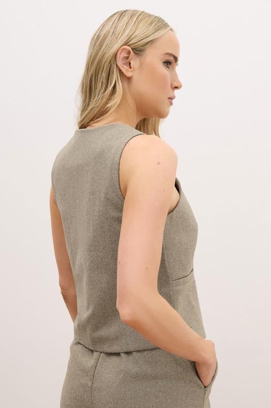 LTS PREMIUM Tall Brown Herringbone Waistcoat | Long Tall Sally 4