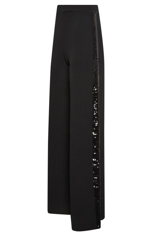 LTS Tall Black Sequin Stripe Wide Leg Trousers | Long Tall Sally  5