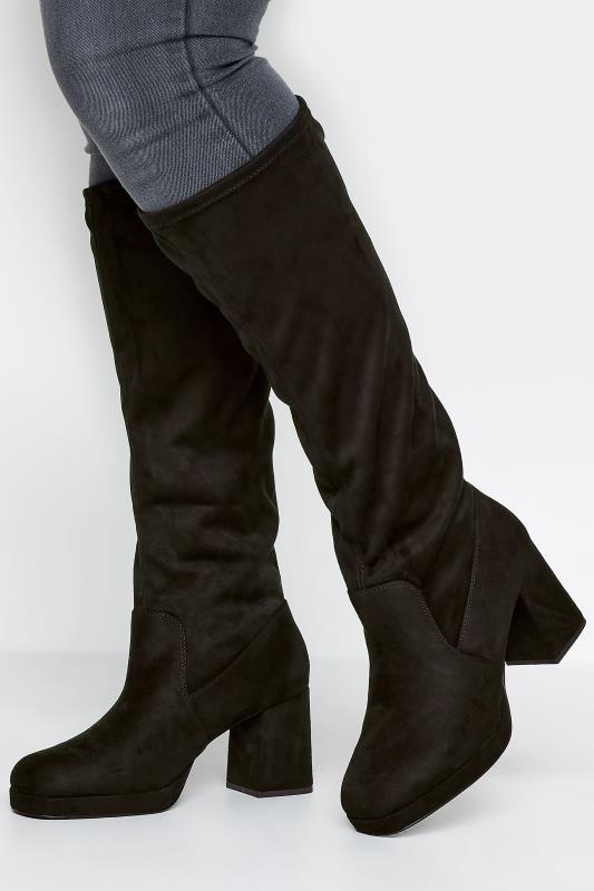 Plus Size  Yours LIMITED COLLECTION Curve Black Knee High Boots In Extra Wide EEE Fit