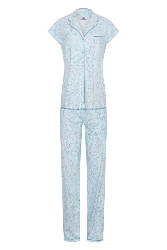 Tall Women's LTS Light Blue Floral Print Cotton Pyjama Set | Long Tall Sally  6