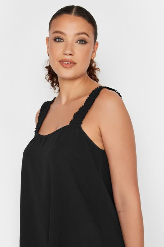 LTS Tall Black Ruched Swing Cami Top | Long Tall Sally  4