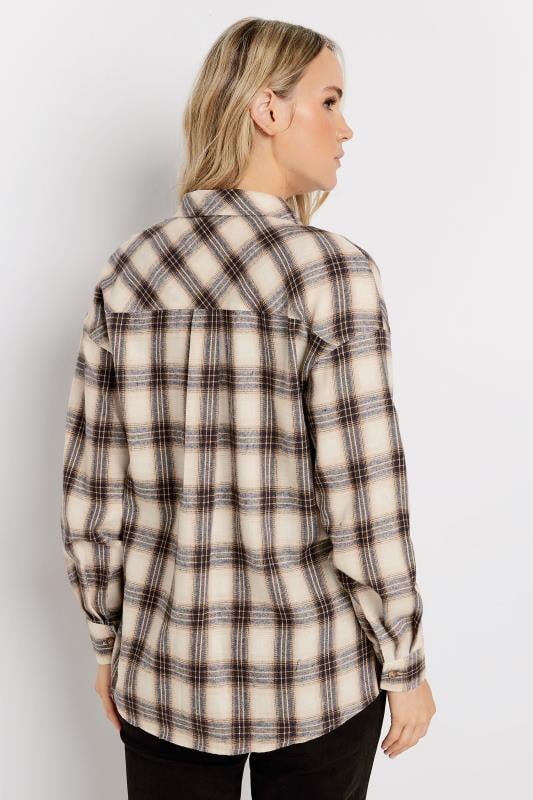 LTS Tall Natural Brown Check Cotton Shirt | Long Tall Sally 4