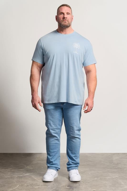 BadRhino Big & Tall Light Blue Acid Wash Graphic T-Shirt | BadRhino 2